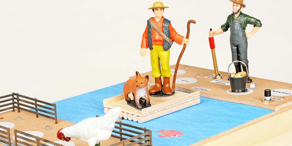 Build a Farmer, Fox, Chicken, Corn Puzzle