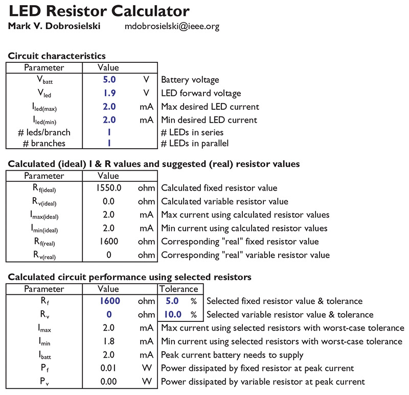 Calculating Current Limiting Resistor Values for LED Circuits