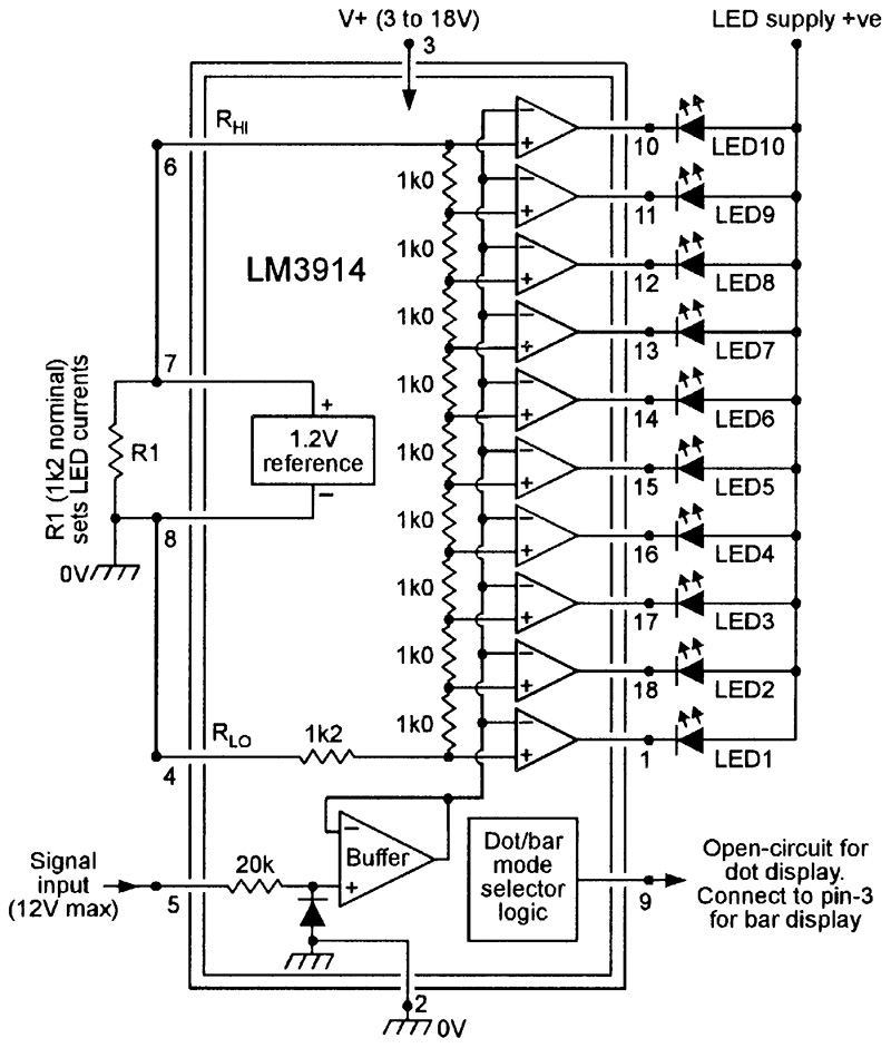 elpohl 5 x lm3915 Log de pilotes IC pour poutres Diagramme/LED Bar Graph DIL 18,