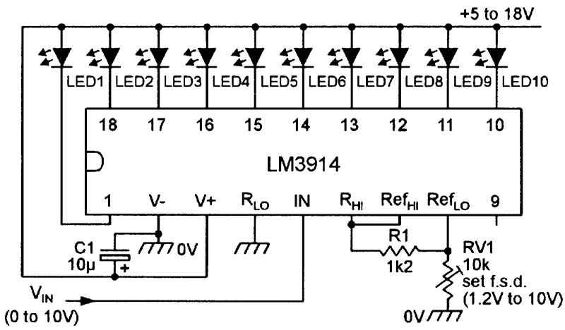 5 x lm3915 Log de pilotes IC pour poutres Diagramme/LED Bar Graph DIL 18, elpohl
