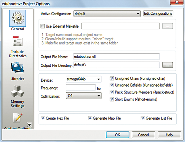 AVR Studio. AVR Studio 4 Memory usage. Конфигурация EDT. Generate file list. Action option